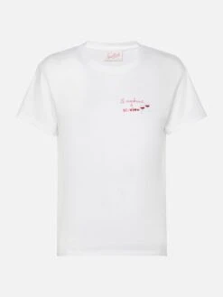 MC2 Saint Barth Emilie Cotton T-shirt With Il Week-end è Di-vino Embroidery -MC2 Saint Barth Shop UID EMI000106067H WOMAN T SHIRT WHITE SMALLEMBROIDERY MC2 20250620123511 5