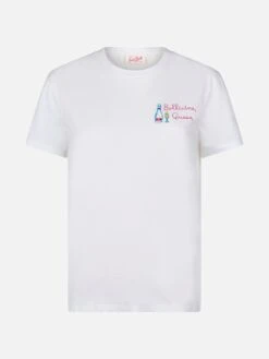 MC2 Saint Barth Woman White Cotton Jersey Crewneck T-shirt Emilie With Bollicine Queen Embroidery -MC2 Saint Barth Shop UID EMI000109828F WOMAN T SHIRT WHITE 20240530102434 1