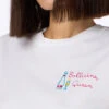 MC2 Saint Barth Woman White Cotton Jersey Crewneck T-shirt Emilie With Bollicine Queen Embroidery