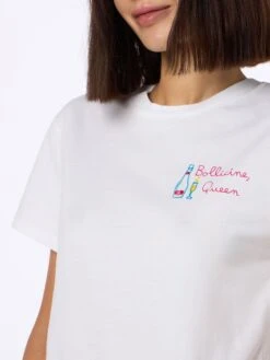 MC2 Saint Barth Woman White Cotton Jersey Crewneck T-shirt Emilie With Bollicine Queen Embroidery -MC2 Saint Barth Shop UID EMI000109828F WOMAN T SHIRT WHITE 20240627153500 4