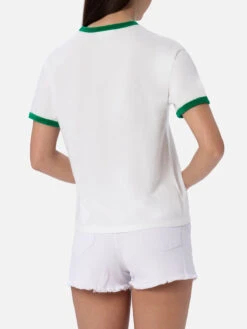 MC2 Saint Barth Woman Cotton Jersey Crewneck T-shirt Emilie With Terry Details -MC2 Saint Barth Shop UID EMI000304779F WOMAN T SHIRT GREEN 03