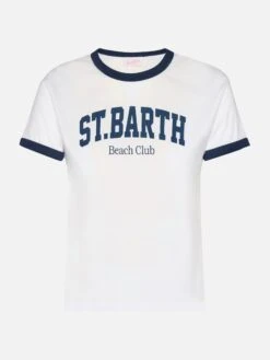 MC2 Saint Barth Emilie Cotton T-shirt Ewith St. Barth Beach Club Print -MC2 Saint Barth Shop UID EMI000306241H WOMAN T SHIRT WHITE SPORT MC2 5