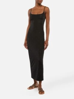 MC2 Saint Barth Evy Long Fitted Black Slip Dress
