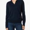 MC2 Saint Barth Woman Navy Blue Cashmere Blend Sweater Eze With Polo Collar