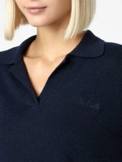 MC2 Saint Barth Woman Navy Blue Cashmere Blend Sweater Eze With Polo Collar -MC2 Saint Barth Shop UID EZE000100010G WOMAN KNITWEAR BLUE 20241023093500 4