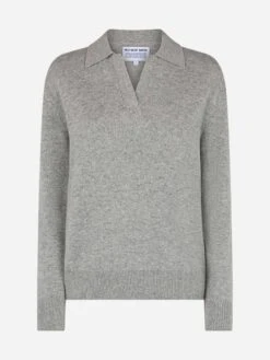 MC2 Saint Barth Woman Mélange Grey Sweater Eze With Polo Collar -MC2 Saint Barth Shop UID EZE000100034G WOMAN KNITWEAR GREY 20240917123501 1