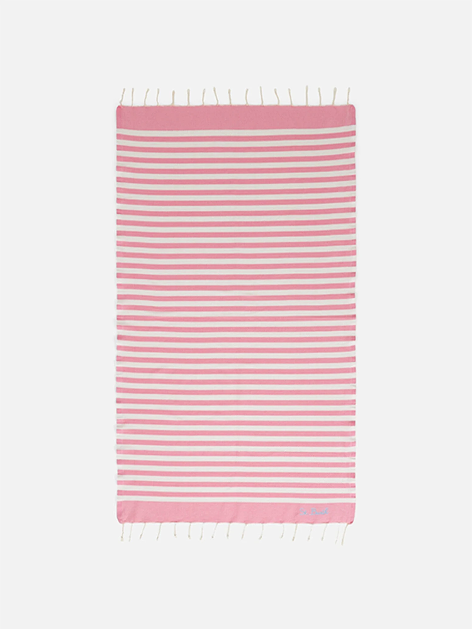 MC2 Saint Barth Cotton Beach Towel Fouta With Pink Striped Print 3 MC2 Saint Barth Cotton Beach Towel Fouta With Pink Striped Print
