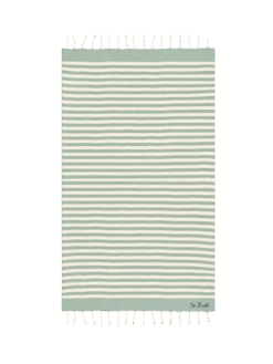 MC2 Saint Barth Cotton Beach Towel Fouta With Sage Green Striped Print