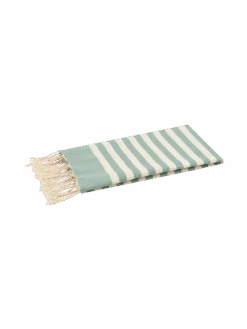 MC2 Saint Barth Cotton Beach Towel Fouta With Sage Green Striped Print -MC2 Saint Barth Shop UID FOUT01202016H ACCESSORY TOWEL GREEN STRIPES MC2 20250508143541 02