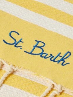 MC2 Saint Barth Cotton Beach Towel Fouta With Yellow Striped Print -MC2 Saint Barth Shop UID FOUT01202020H fouta yellow striped summer 3