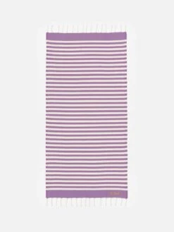 MC2 Saint Barth Cotton Beach Towel Fouta With Purple Striped Print