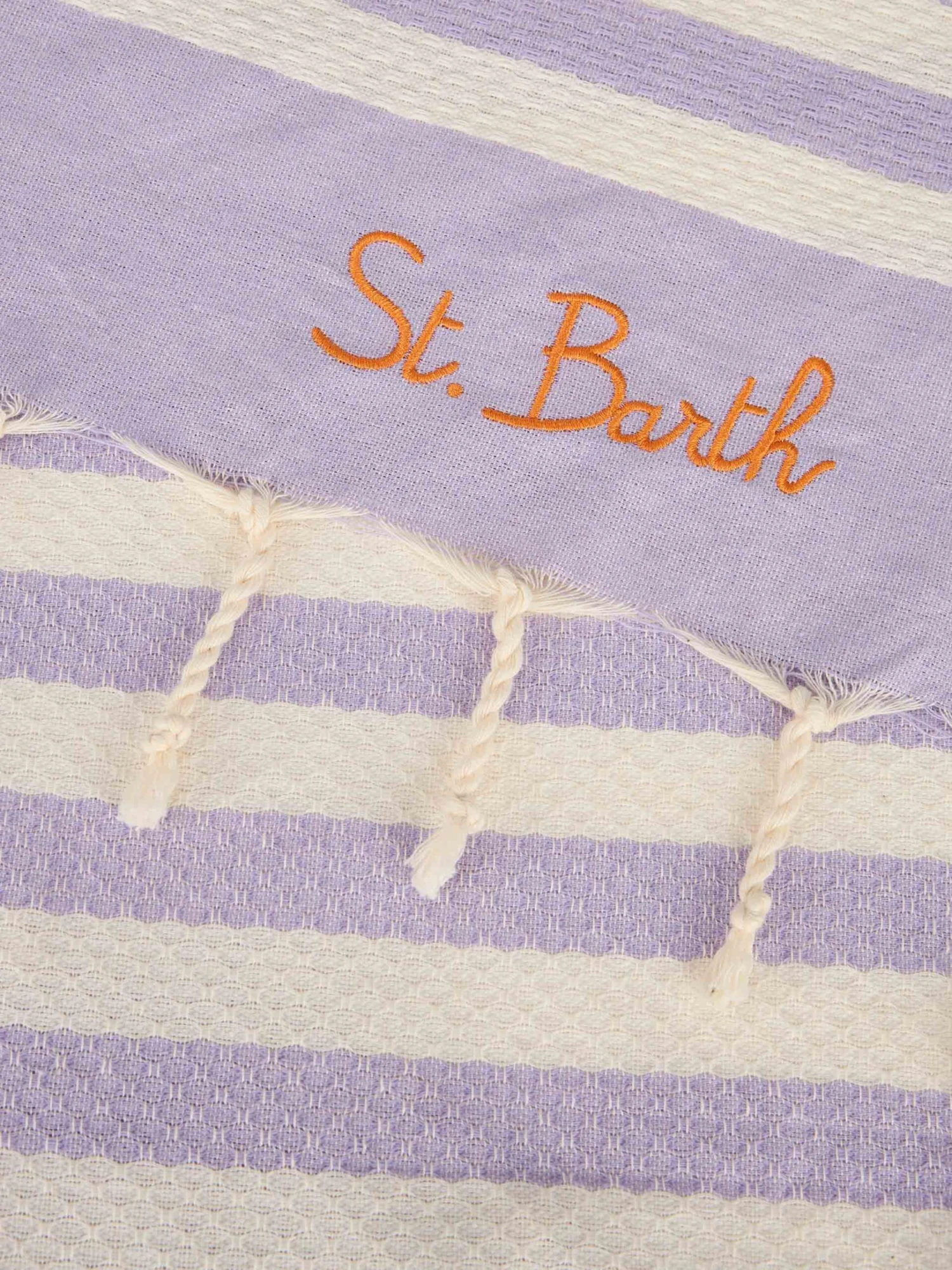MC2 Saint Barth Cotton Beach Towel Fouta With Purple Striped Print 5 MC2 Saint Barth Cotton Beach Towel Fouta With Purple Striped Print - Image 3