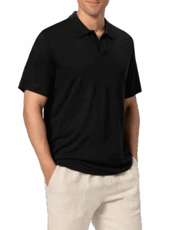 MC2 Saint Barth Black Linen Buttonless Polo Shirt Fraser