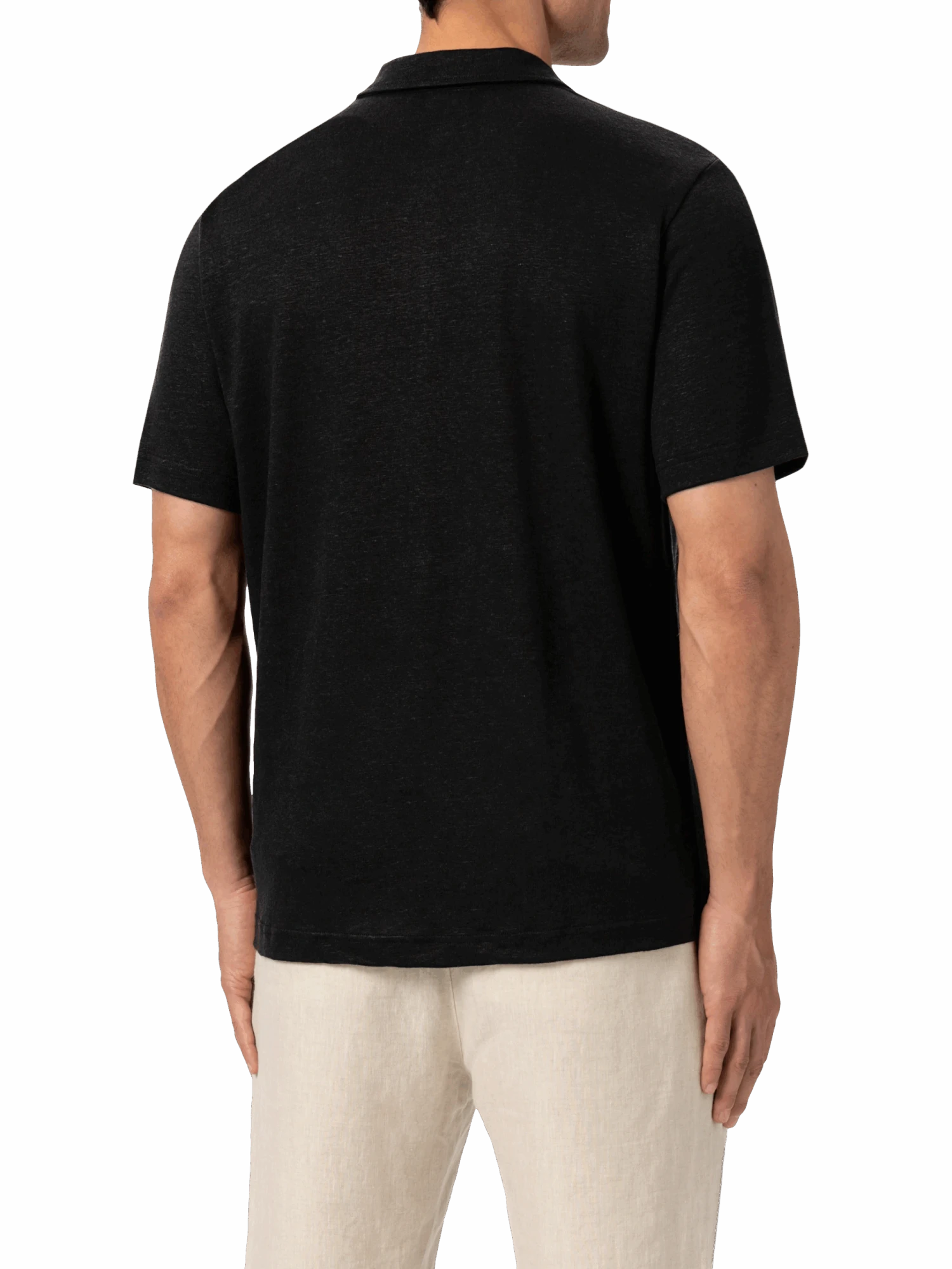 MC2 Saint Barth Black Linen Buttonless Polo Shirt Fraser 5 MC2 Saint Barth Black Linen Buttonless Polo Shirt Fraser - Image 3