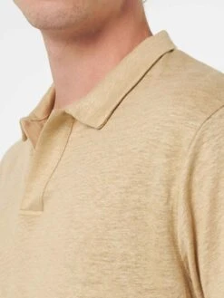MC2 Saint Barth Beige Linen Buttonless Polo Shirt Fraser -MC2 Saint Barth Shop UID FRS000100023F MAN POLOSHIRT WHITE 4 a9649d1d 7186 4cdf a8e2 7a37ae509200