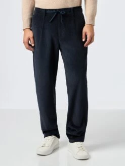 MC2 Saint Barth Man Navy Blue Corduroy Pants Fuji