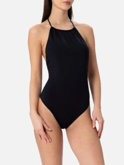 MC2 Saint Barth Woman Black Halter Neck One Piece Swimsuit