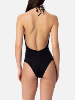 MC2 Saint Barth Woman Black Halter Neck One Piece Swimsuit -MC2 Saint Barth Shop UID GAB000100816F WOMAN ONE PIECE BLACK SOLID COLOR 03