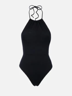 MC2 Saint Barth Woman Black Halter Neck One Piece Swimsuit -MC2 Saint Barth Shop UID GAB000100816F WOMAN ONE PIECE BLACK SOLID COLOR 01