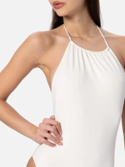 MC2 Saint Barth Woman Cream Halter Neck One Piece Swimsuit -MC2 Saint Barth Shop UID GAB000104331F WOMAN ONE PIECE WHITE SOLID COLOR 02