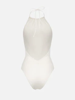 MC2 Saint Barth Woman Cream Halter Neck One Piece Swimsuit -MC2 Saint Barth Shop UID GAB000104331F WOMAN ONE PIECE WHITE SOLID COLOR 02