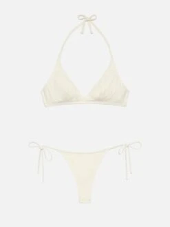 MC2 Saint Barth Norah Cream Cheeky Swim Briefs - Gaia Cream Triangle Bralette Top