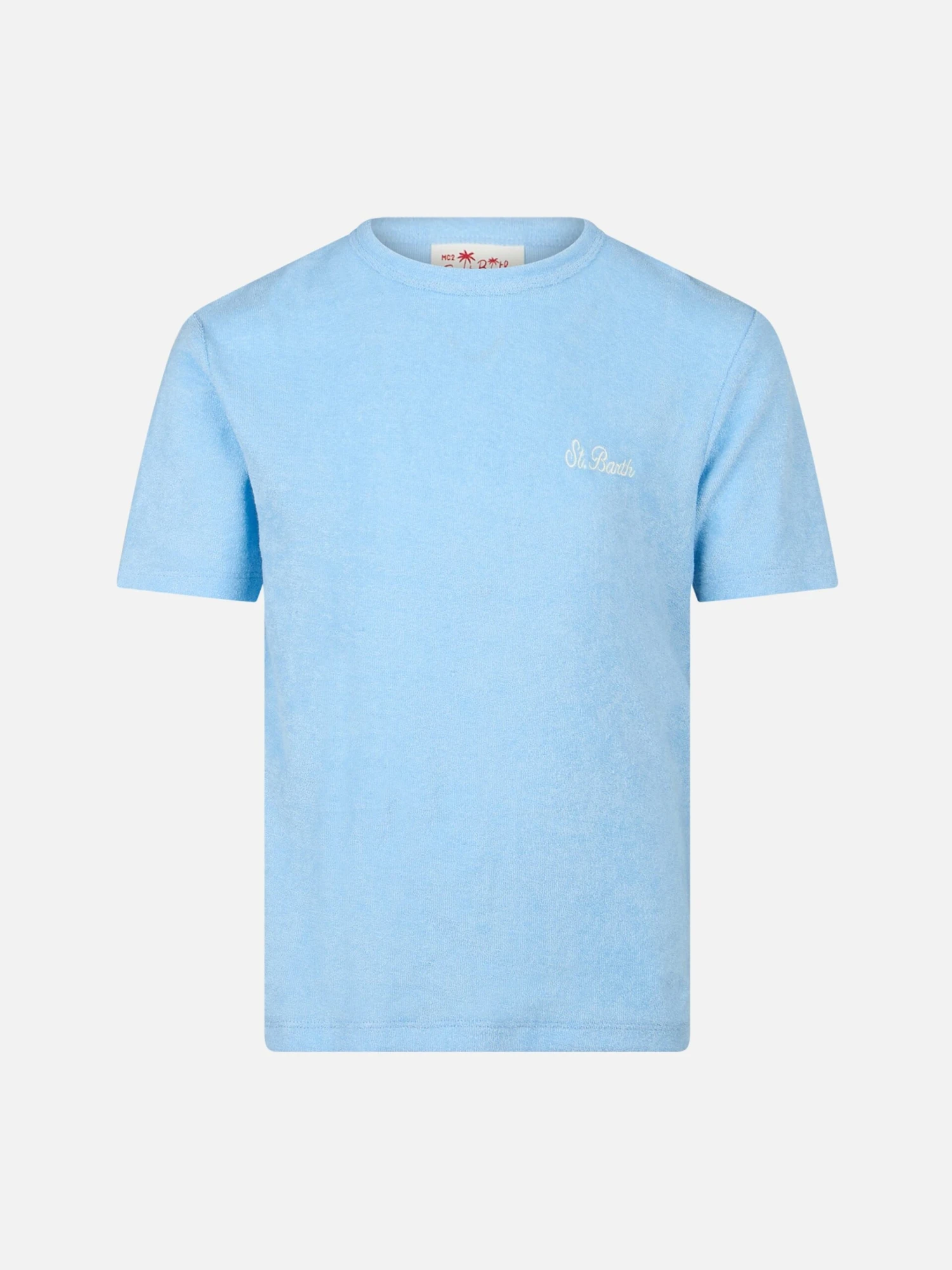 MC2 Saint Barth Boy Light Blue Terry T-shirt Gary With St. Barth Embroidery 3 MC2 Saint Barth Boy Light Blue Terry T-shirt Gary With St. Barth Embroidery