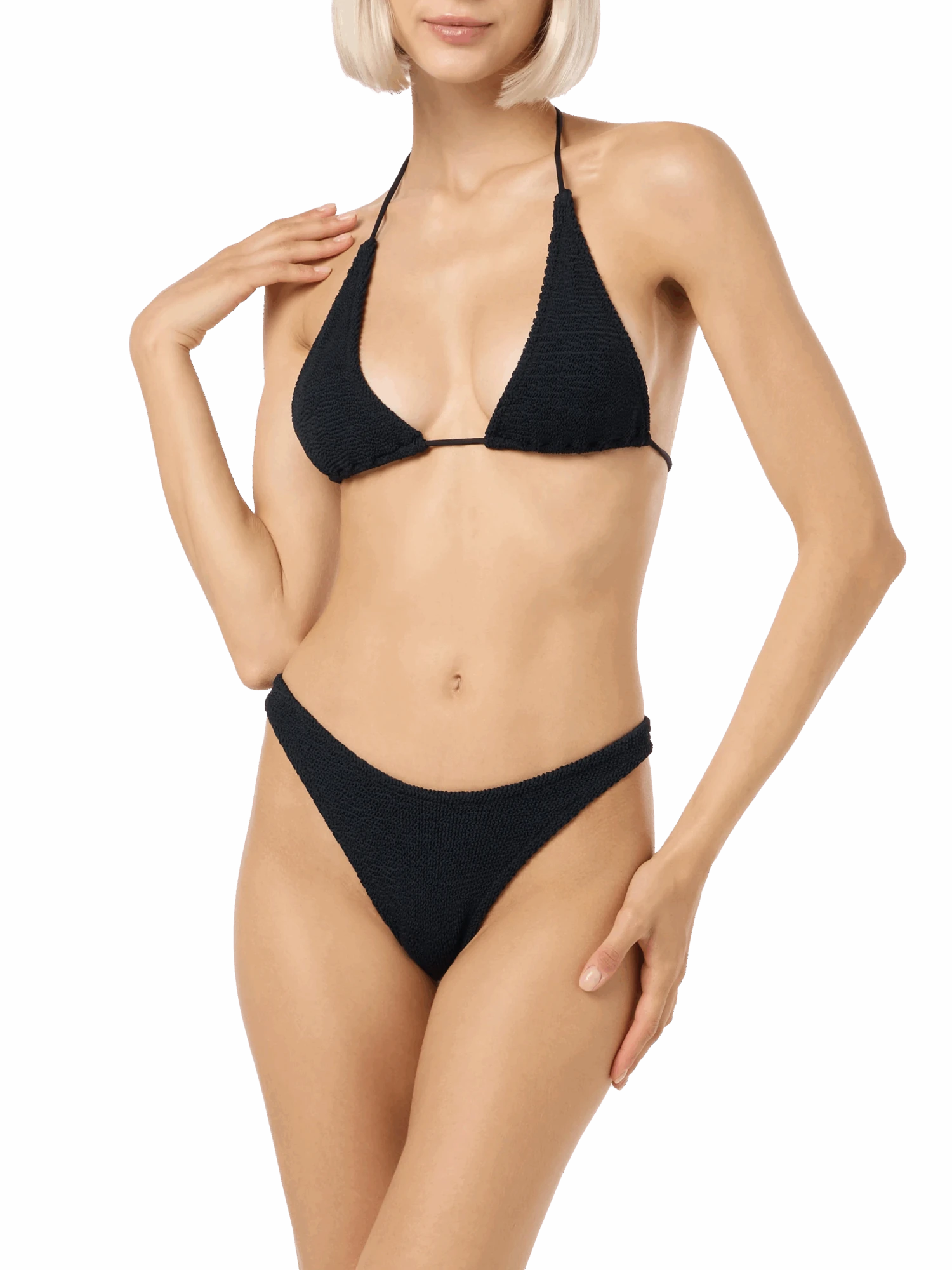 MC2 Saint Barth Woman Black Crinkle Triangle Bikini Guiana Elise 4 MC2 Saint Barth Woman Black Crinkle Triangle Bikini Guiana Elise - Image 2