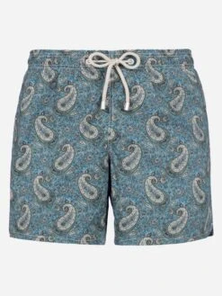 MC2 Saint Barth Man Mid-length Gustavia Swim-shorts With Cashmere Print