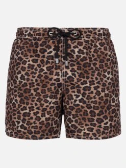 MC2 Saint Barth Man Mid-length Gustavia Swim-shorts With Animalier Print