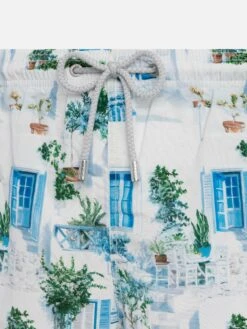 MC2 Saint Barth Mid-length Gustavia Swim-shorts With Greek House Print | AI CO-CREATED DESIGN BY RICKDICK - POWERED BY RED-EYE -MC2 Saint Barth Shop UID GUS000102732H MAN SWIMSHORT WHITE AIBYRICKDICK 20250301133500 03