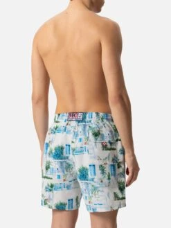MC2 Saint Barth Mid-length Gustavia Swim-shorts With Greek House Print | AI CO-CREATED DESIGN BY RICKDICK - POWERED BY RED-EYE -MC2 Saint Barth Shop UID GUS000102732H MAN SWIMSHORT WHITE AIBYRICKDICK 20250301140000 06