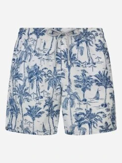 MC2 Saint Barth Mid-length Gustavia Swim-shorts With Toile De Jouy Print