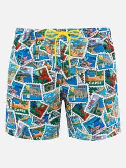 MC2 Saint Barth Man Mid-length Gustavia Swim-shorts With Postcard Mix Print | ALESSANDRO ENRIQUEZ SPECIAL EDITION