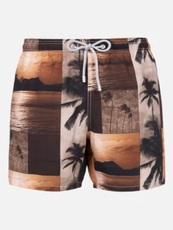 MC2 Saint Barth Man Mid-length Gustavia Swim-shorts With Photo Sunset Print|AI CO-CREATED DESIGN BY RICKDICK - POWERED BY RED-EYE