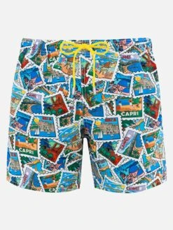 MC2 Saint Barth Mid-length Gustavia Swim-shorts With Postcard Print | ALESSANDRO ENRIQUEZ SPECIAL EDITION