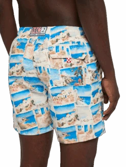 MC2 Saint Barth Mid-length Gustavia Swim-shorts With Mykonos Postcard Print | AI CO-CREATED DESIGN BY RICKDICK - POWERED BY RED-EYE -MC2 Saint Barth Shop UID GUS000105537H MAN SWIMSHORT WHITE POSTCARDPLACES AIBYRICKDICK 20250507103510 4