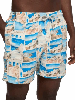 MC2 Saint Barth Mid-length Gustavia Swim-shorts With Mykonos Postcard Print | AI CO-CREATED DESIGN BY RICKDICK - POWERED BY RED-EYE -MC2 Saint Barth Shop UID GUS000105537H MAN SWIMSHORT WHITE POSTCARDPLACES AIBYRICKDICK 2