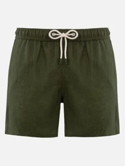 MC2 Saint Barth Mid-length Military Green Linen Swim-shorts Gustavia