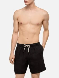 MC2 Saint Barth Mid-length Black Linen Swim-shorts Gustavia 10 MC2 Saint Barth Mid-length Black Linen Swim-shorts Gustavia -MC2 Saint Barth Shop UID GUS000800022H MAN SWIMSHORT BLACK PLAIN.COLOR MC2 1