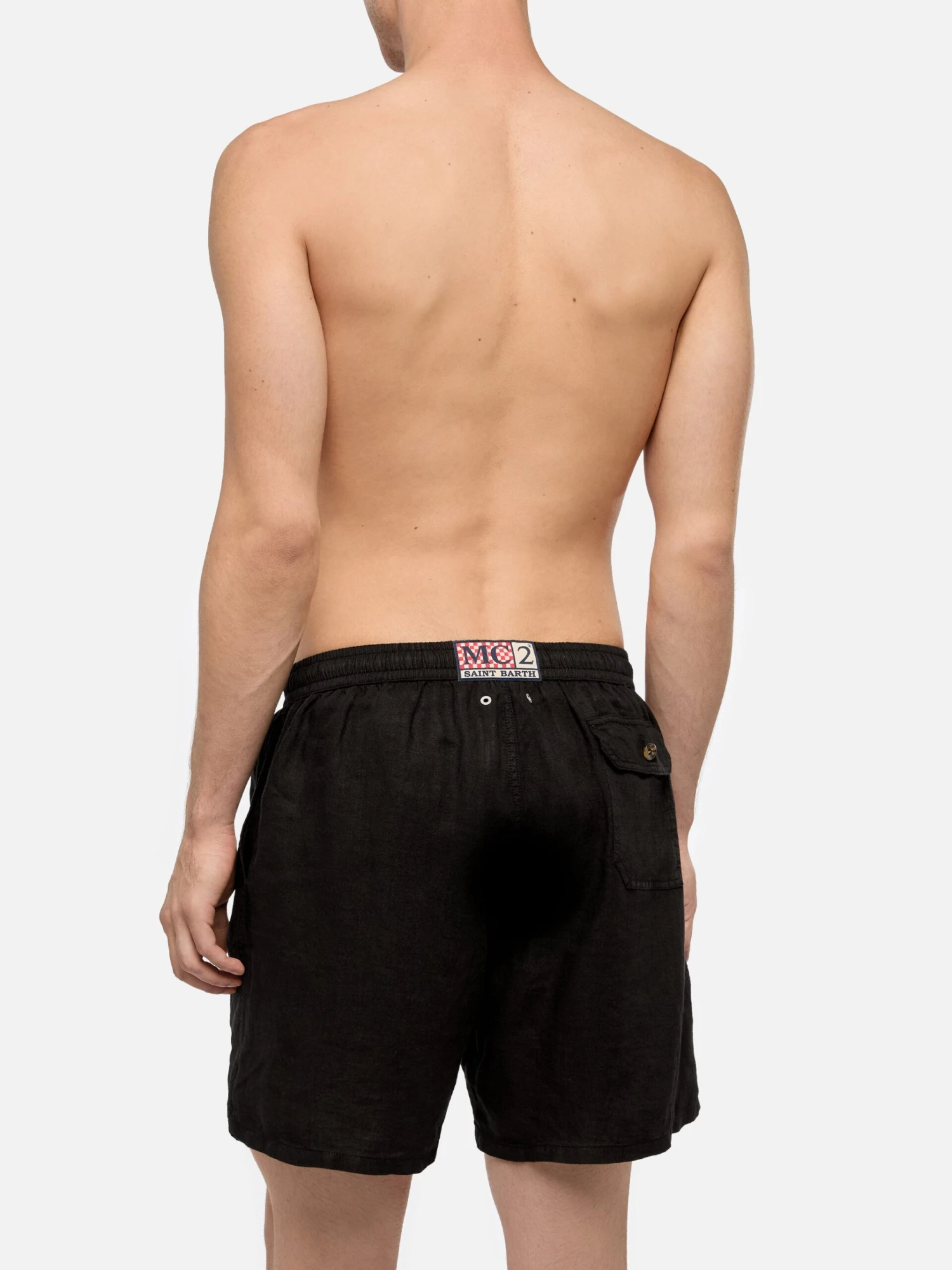 MC2 Saint Barth Mid-length Black Linen Swim-shorts Gustavia 7 MC2 Saint Barth Mid-length Black Linen Swim-shorts Gustavia - Image 5