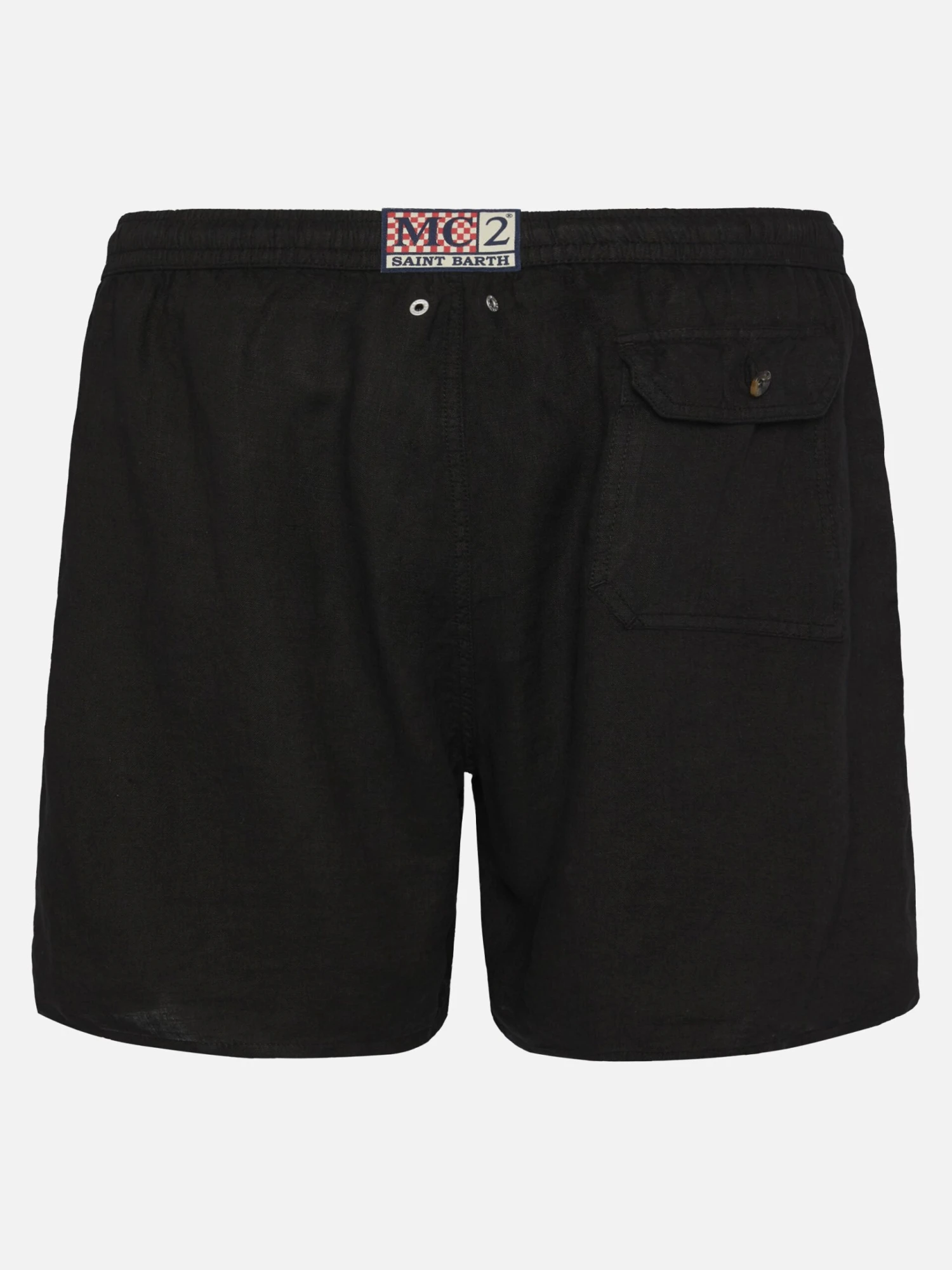 MC2 Saint Barth Mid-length Black Linen Swim-shorts Gustavia 4 MC2 Saint Barth Mid-length Black Linen Swim-shorts Gustavia - Image 2