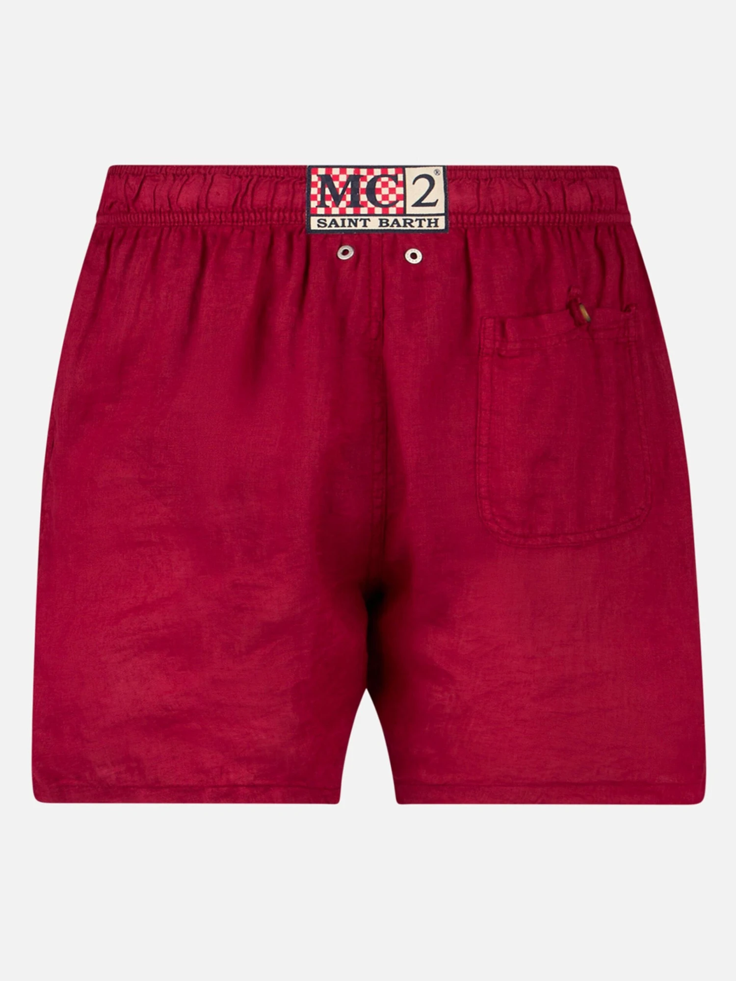 MC2 Saint Barth Man Burgundy Linen Swim Shorts 4 MC2 Saint Barth Man Burgundy Linen Swim Shorts - Image 2