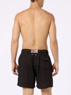 MC2 Saint Barth Man Mid-length Black Linen Swim-shorts Gustavia -MC2 Saint Barth Shop UID GUS000800816F MAN SWIMSHORT 00BLACK 20240618083500 4