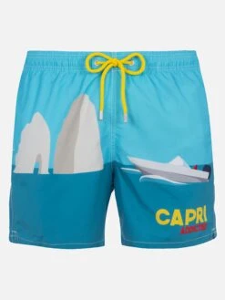 MC2 Saint Barth Man Mid-length Gustavia Swim-shorts With Capri Placed Print
