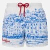 MC2 Saint Barth Man Mid-length Gustavia Swim-shorts With Portofino Placed Print -MC2 Saint Barth Shop UID GUS000901007F MAN SWIMSHORT WHITE 1
