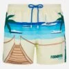 MC2 Saint Barth Mid-length Gustavia Swim-shorts With Formentera Postcard Placed Print