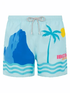 MC2 Saint Barth Mid-length Gustavia Swim-shorts With Ibiza Postcard Placed Print