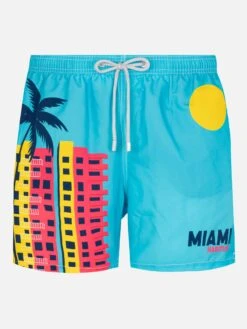 MC2 Saint Barth Mid-length Gustavia Swim-shorts With Miami Postcard Placed Print