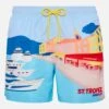MC2 Saint Barth Mid-length Gustavia Swim-shorts With St. Tropez Postcard Placed Print